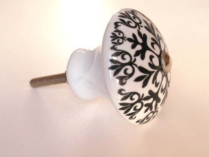White with Painted Black Pattern Knob