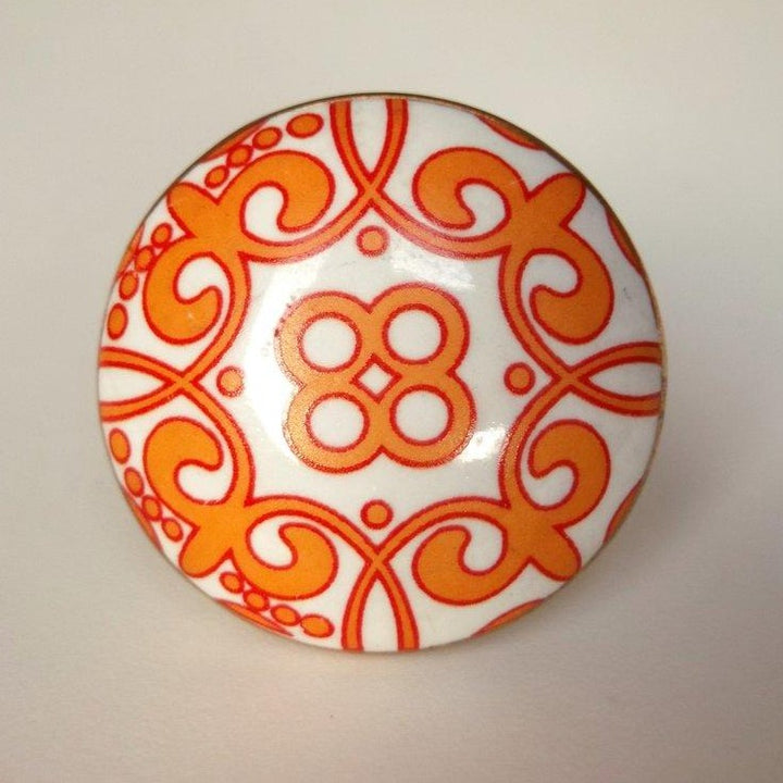 Pattern White Orange and Red Knob