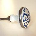 White and Blue Flower Pattern Knob