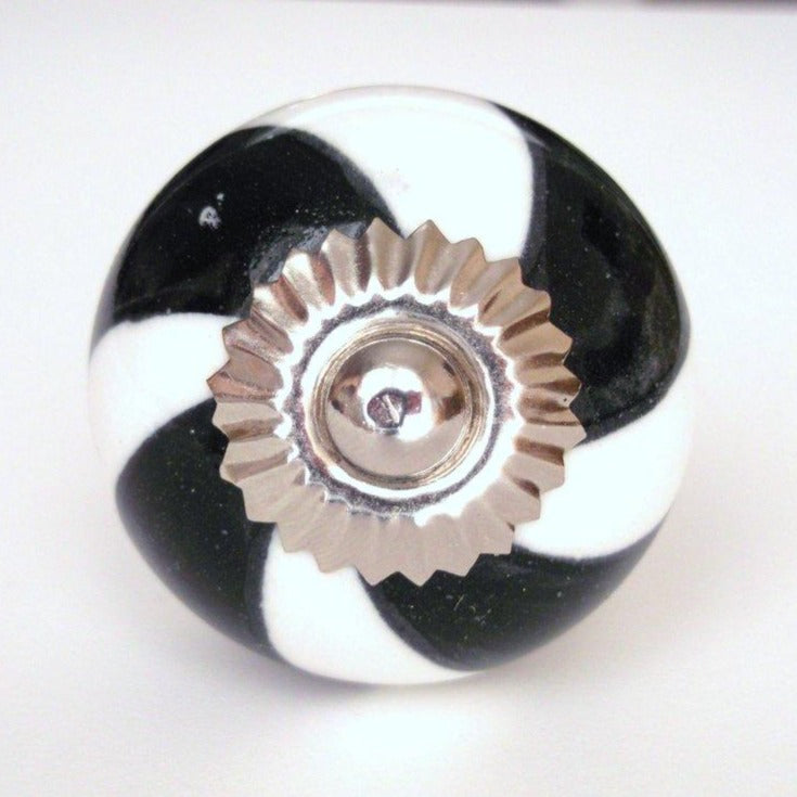 Thick Black and White Swirl Knob