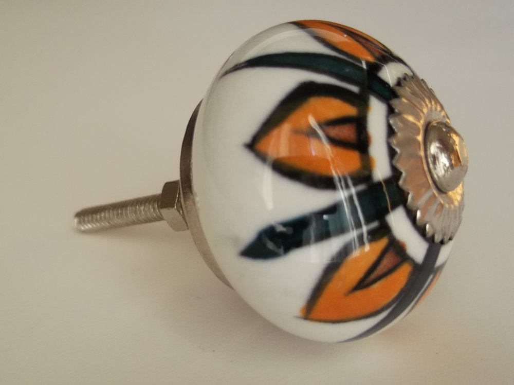 Petal Pattern Orange and Brown Knob