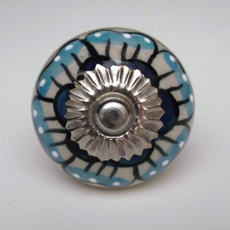 Blue Flower Pattern Knob