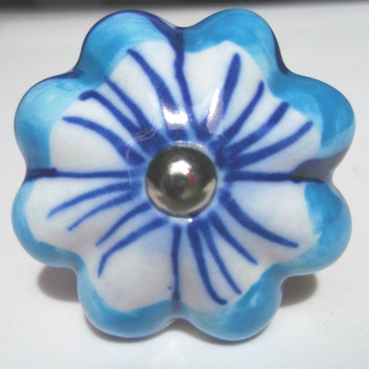 Blue Pattern Flower Knob