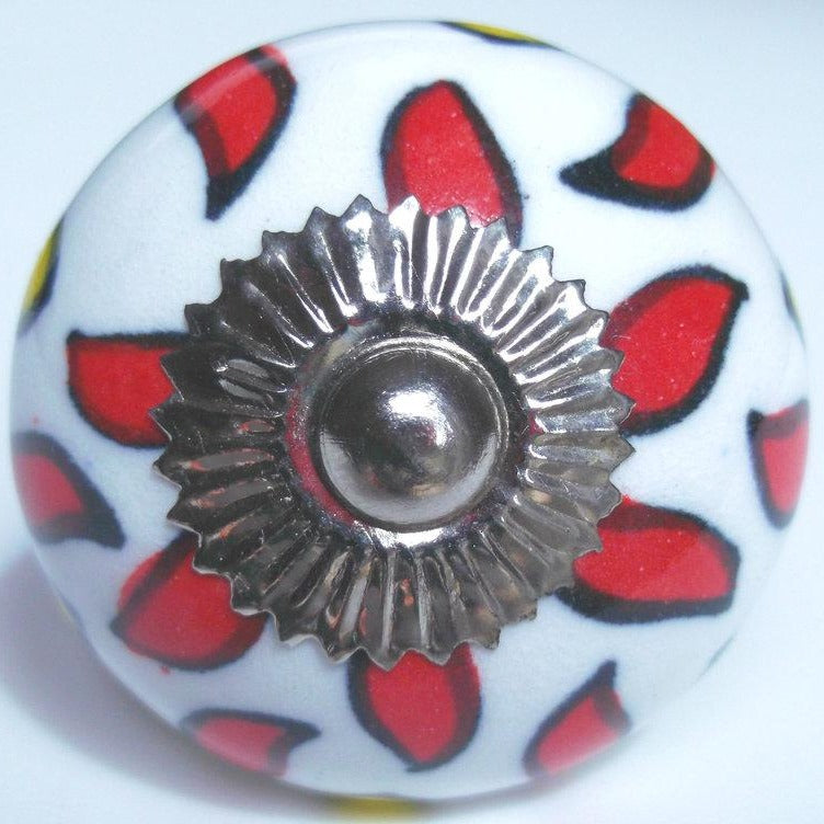 Petal Pattern Red, Yellow and White Knob