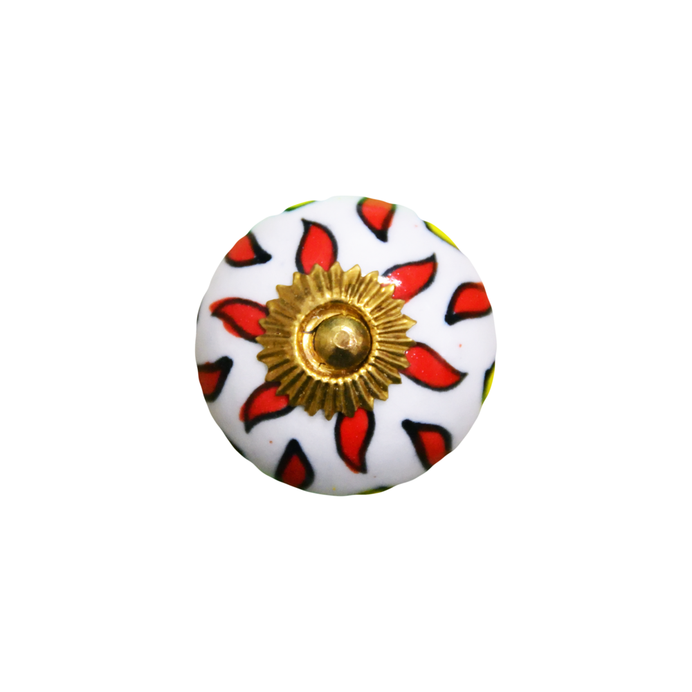 Petal Pattern Red, Yellow and White Knob