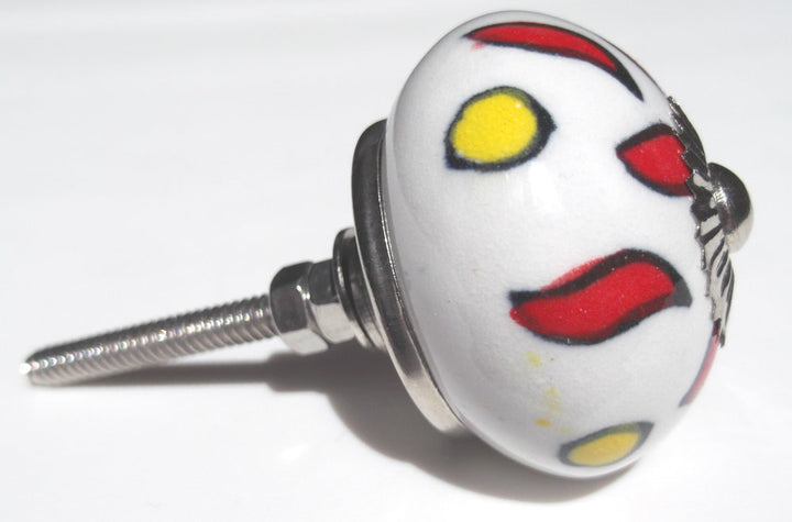 Petal Pattern Red, Yellow and White Knob