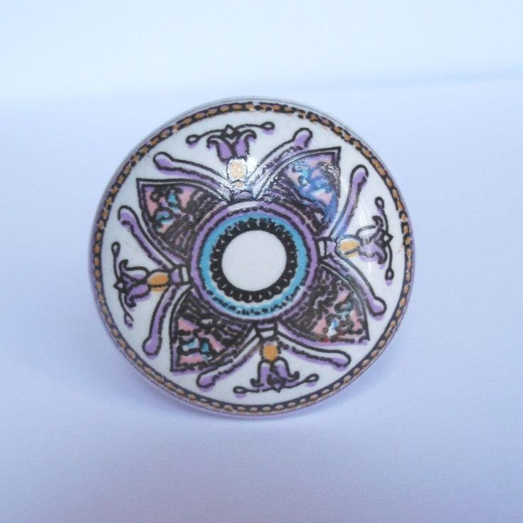 Pink and White Pattern Knob