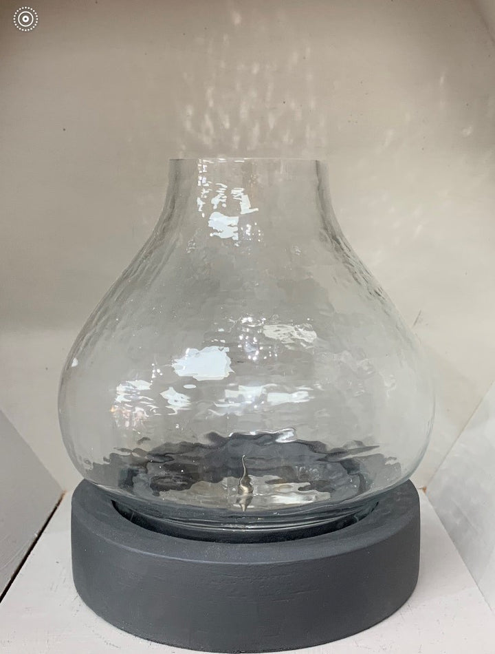 Wooden Glass Hurricane Lamp