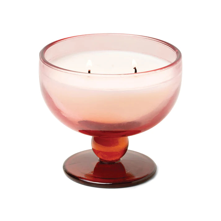 Scented Candle In Tinted Glass Goblet - Saffron Rose