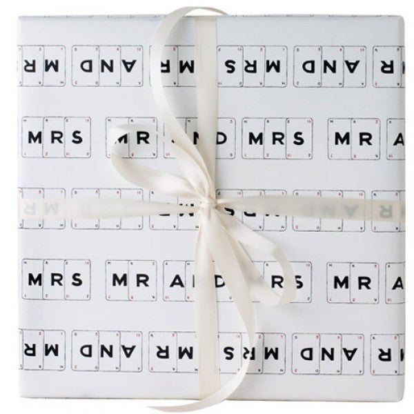 'Mr and Mrs' Vintage Playing Cards Gift Wrap