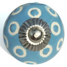 Light Blue with White Etched Dots Knob