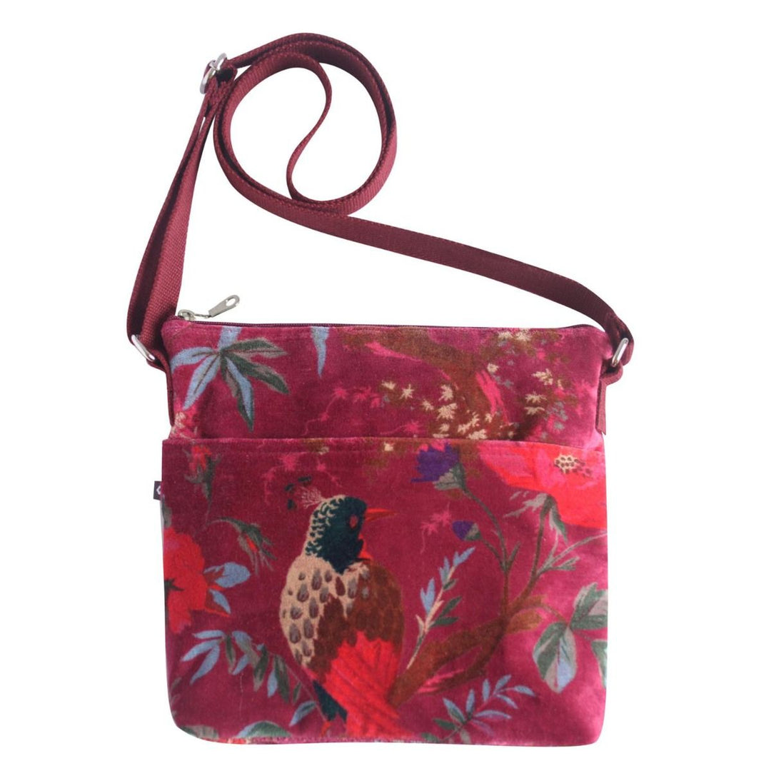 Botanical Velvet Messenger Bag - Blush