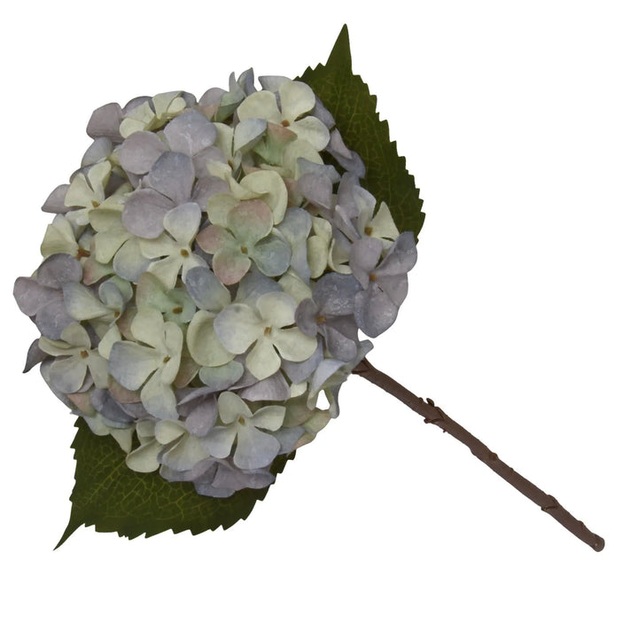 Hydrangea Single Stem Faux Flower - Blue & Green