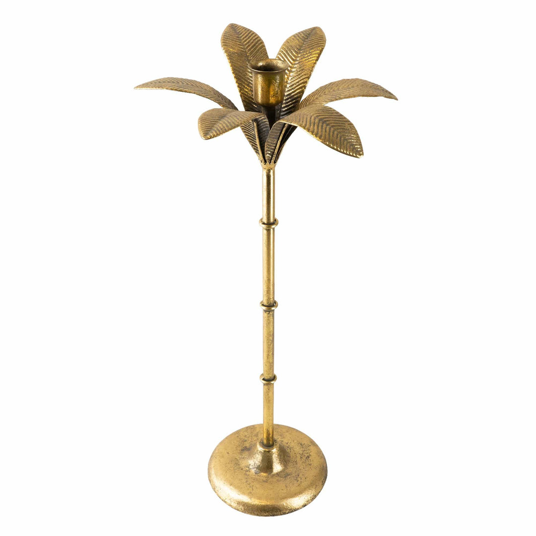 Gold Palm Tree shaped Candle Holder
