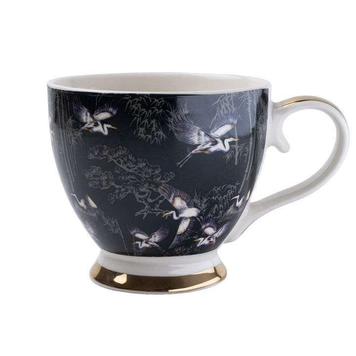 Footed Mug with Oriental Heron design