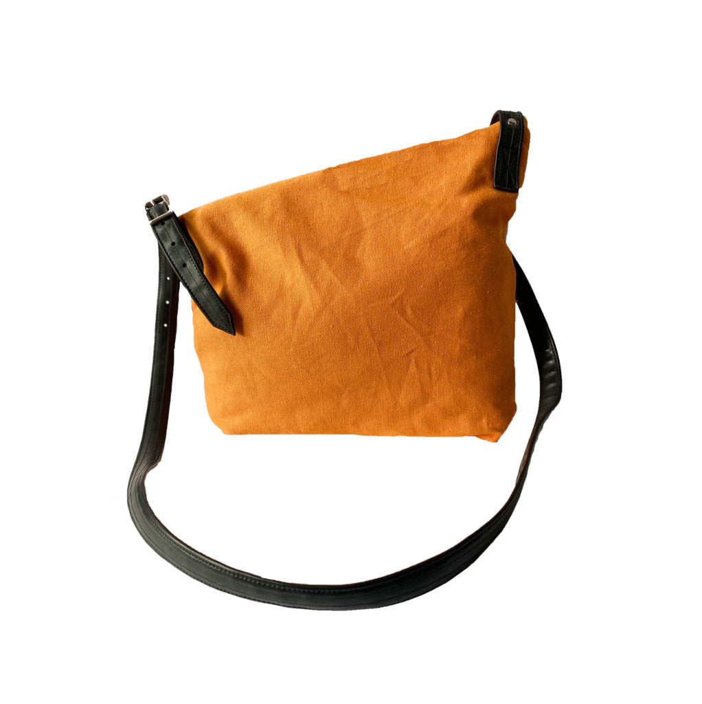 Organic Canvas & Inner Tube Crossbody Bag - Orange
