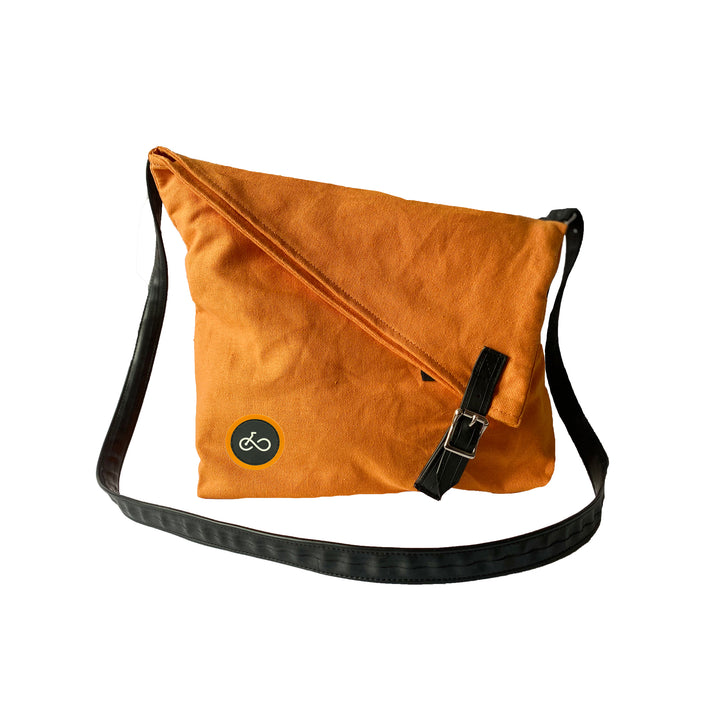 Organic Canvas & Inner Tube Crossbody Bag - Orange