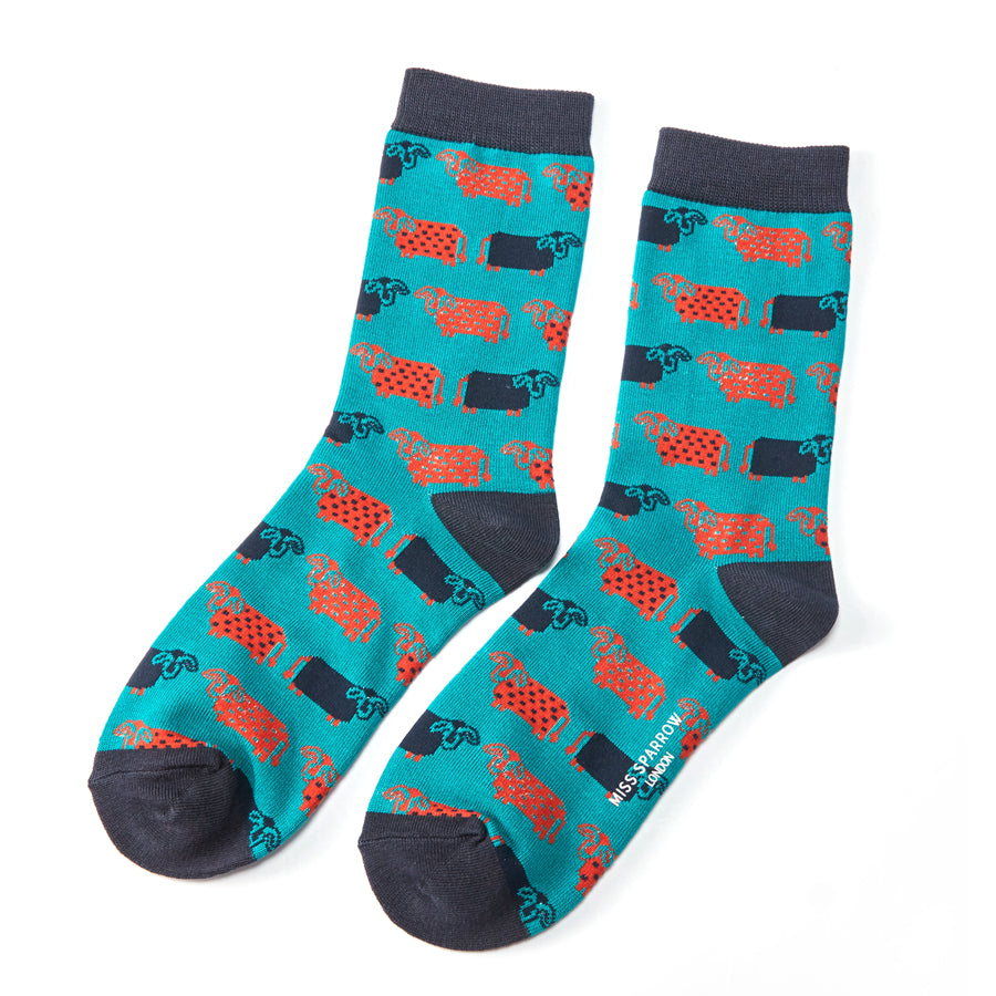 Ladies Bamboo Socks -  Cute Cows