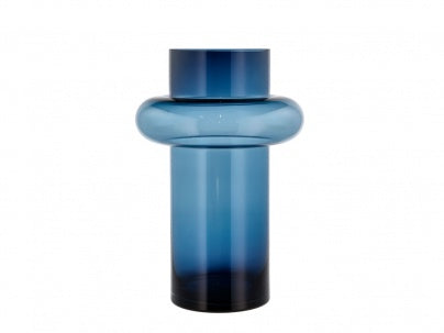 Vase Tube 40 cm Dark Blue Glass
