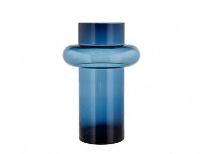 Dark Blue Glass Tube Vase - 40cm