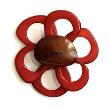 Tagua Flower Brooche - Red