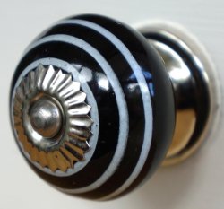 Jet Black with White Stripes Knob