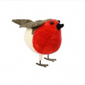 Mini Velvet Standing Robin Decoration