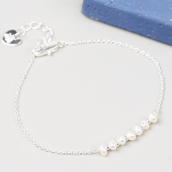 Freshwater Pearl Silver Chain Bracelet