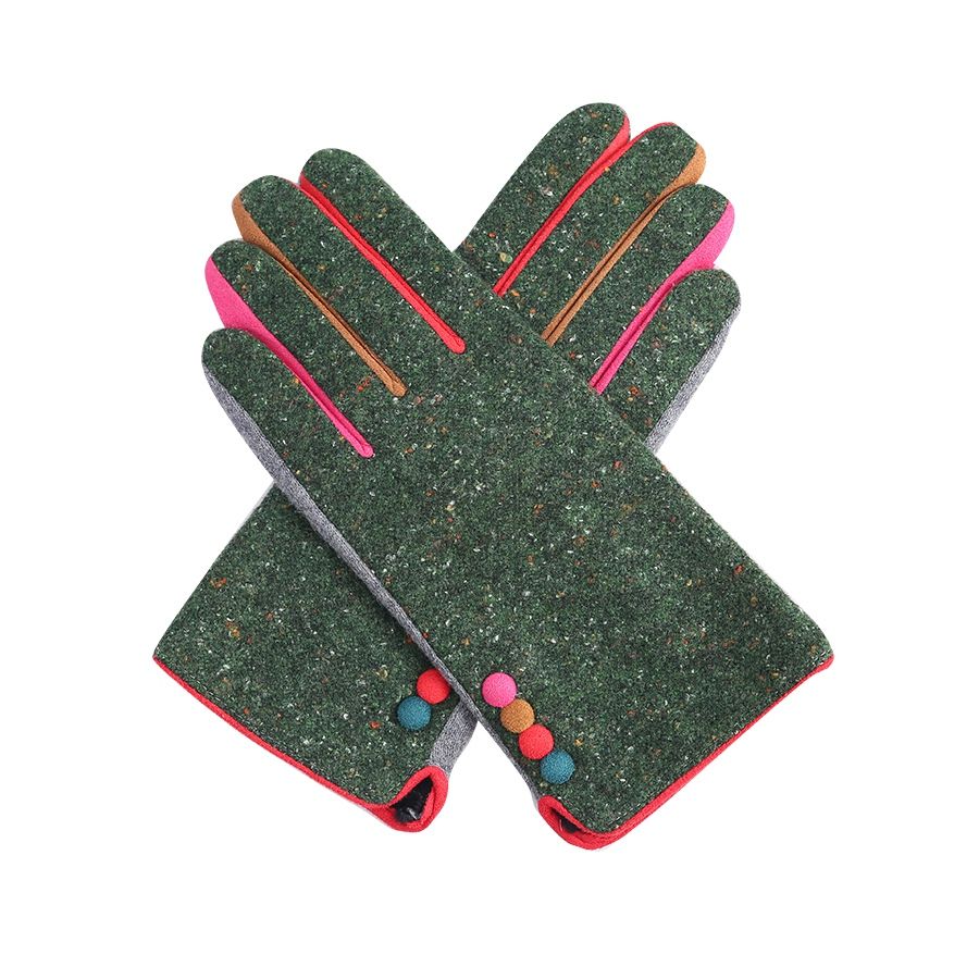 Winter Gloves - Green with 4 Buttons