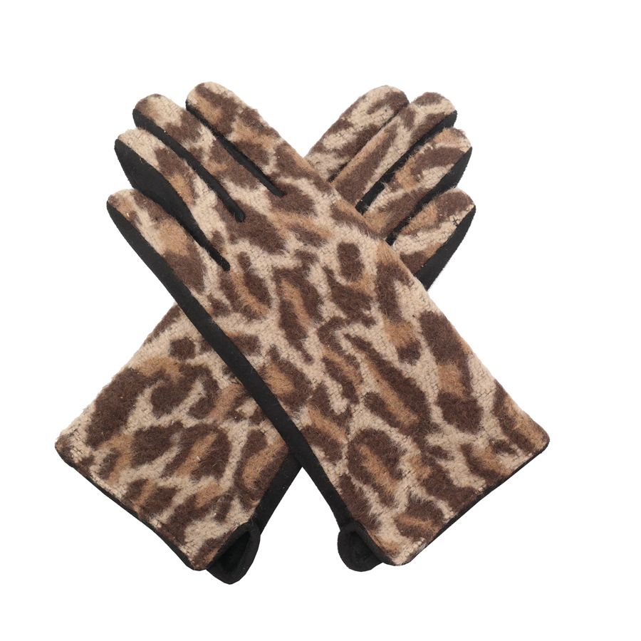 Winter Gloves - Animal Print / Brown