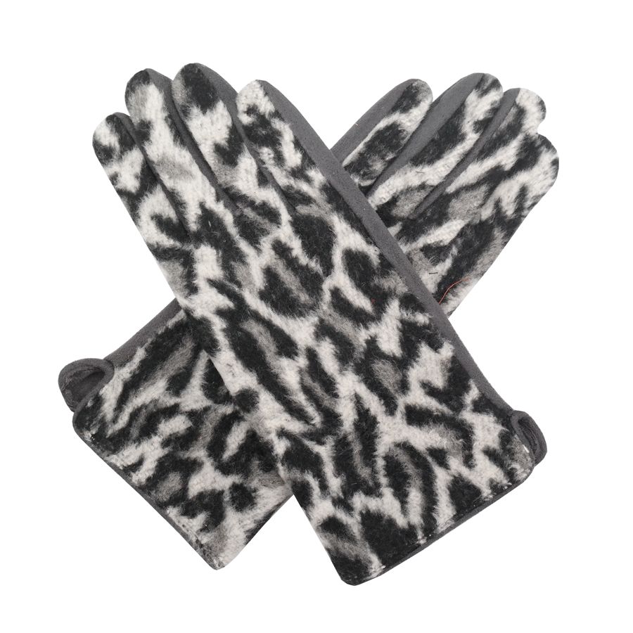 Winter Gloves - Animal Print / Grey