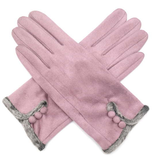 Winter Gloves - Faux Fur Edged /  Mauve