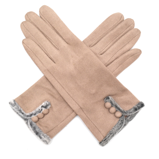 Winter Gloves - Faux Fur Edged / Mocca