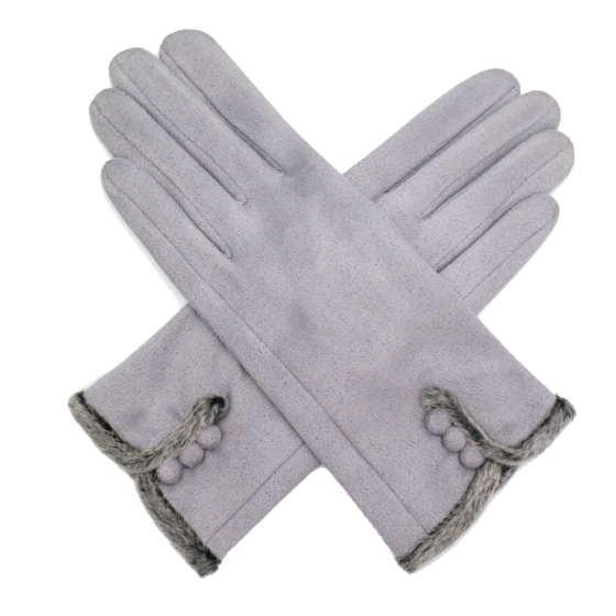 Winter Gloves - Faux Fur Edged / Silver