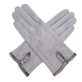 Winter Gloves - Silver Grey With Faux Fur Edged