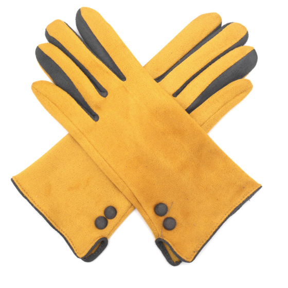 Winter Gloves - Button Detail / Mustard