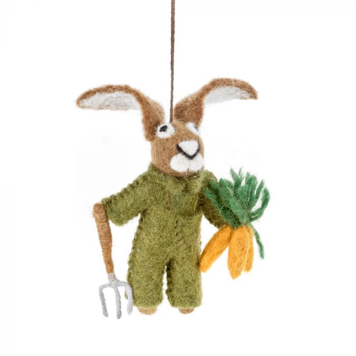 Gordon the Gardening Hare Felt Hanging Decoration