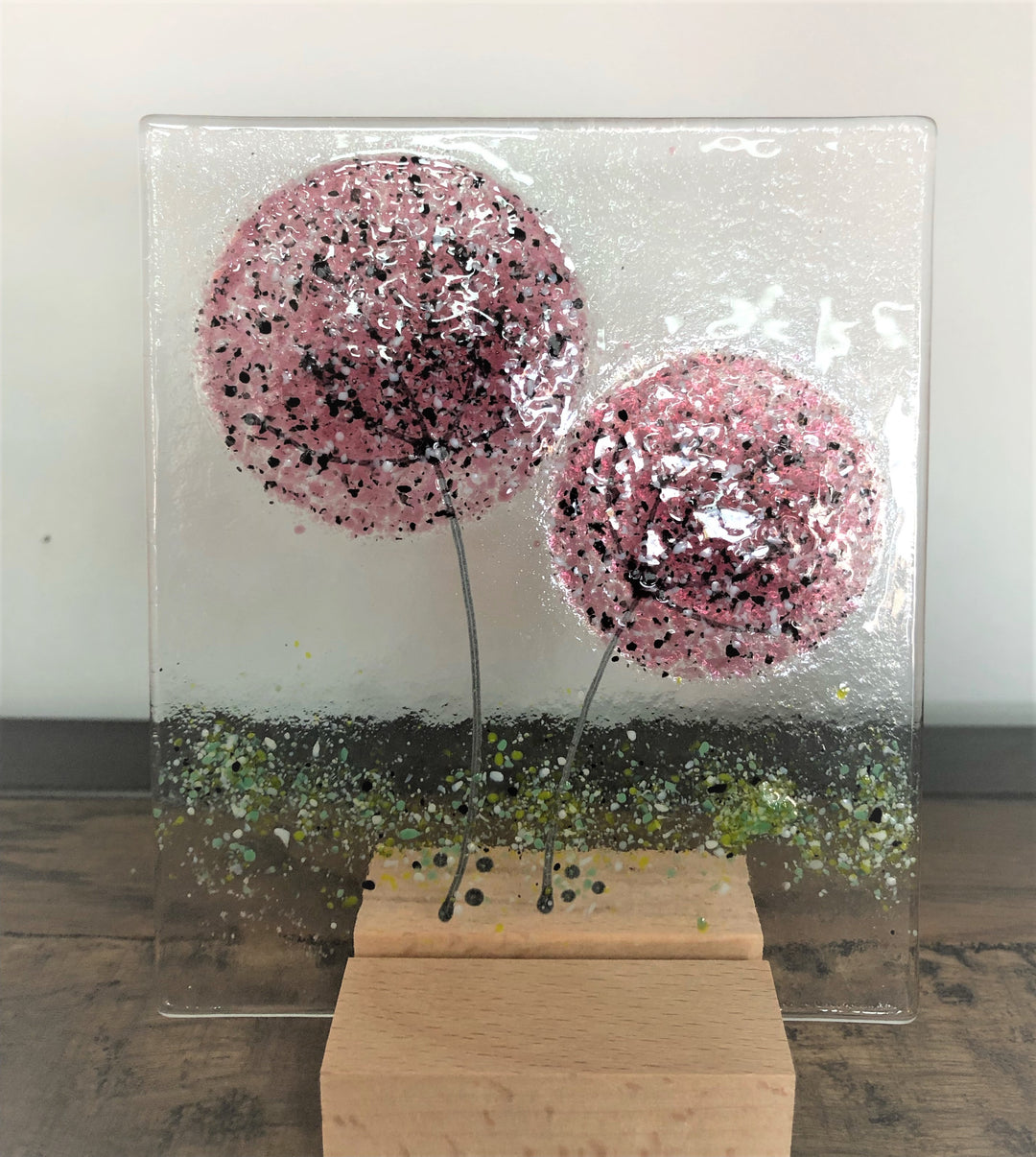 Standing Alium Square Glass Ornaments - Pink