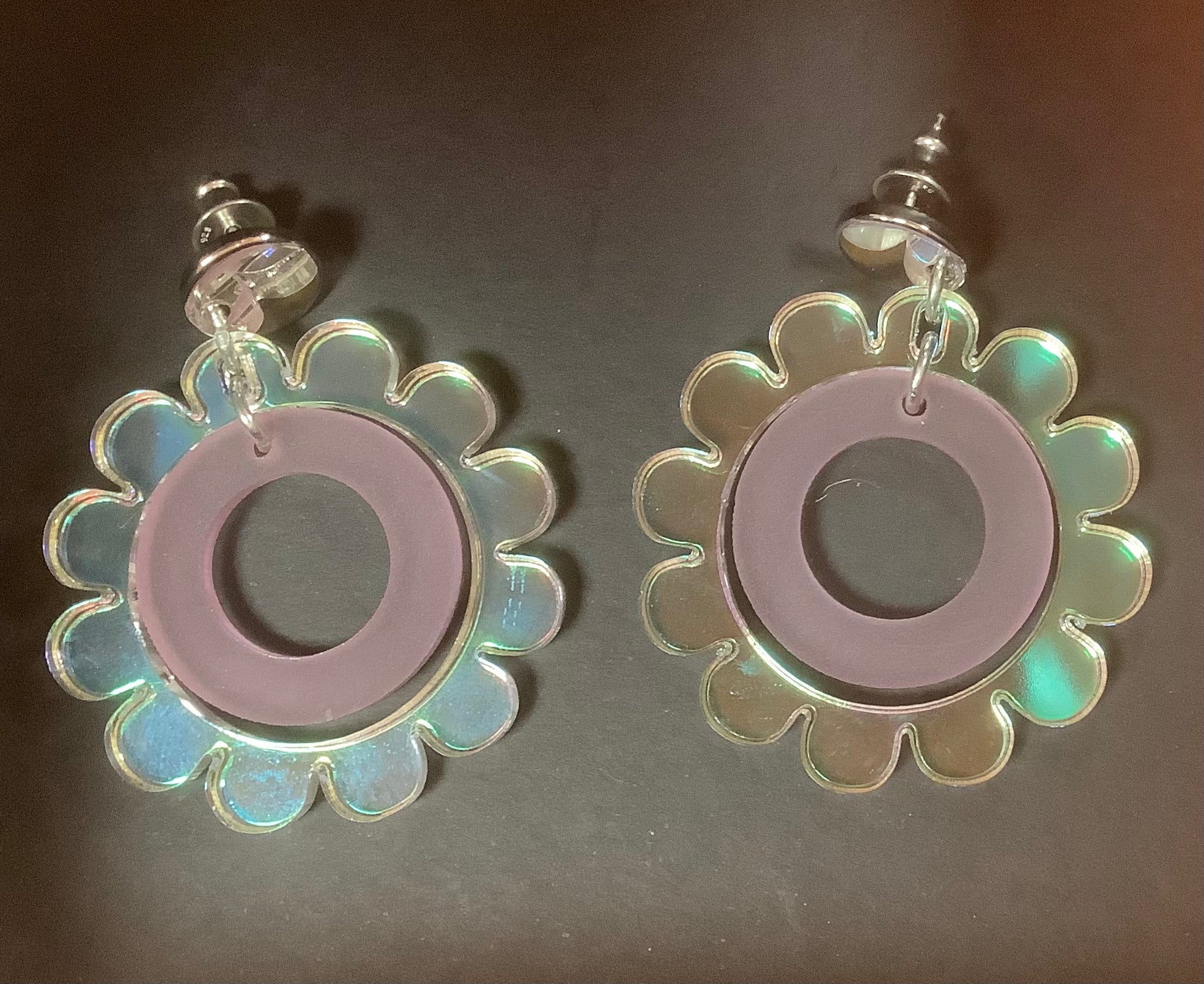 Pink Funky Flowers Earring