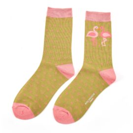 Ladies Bamboo Socks - Kissing Flamingos