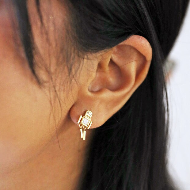 Mismatched Robot and Star Stud  Earrings