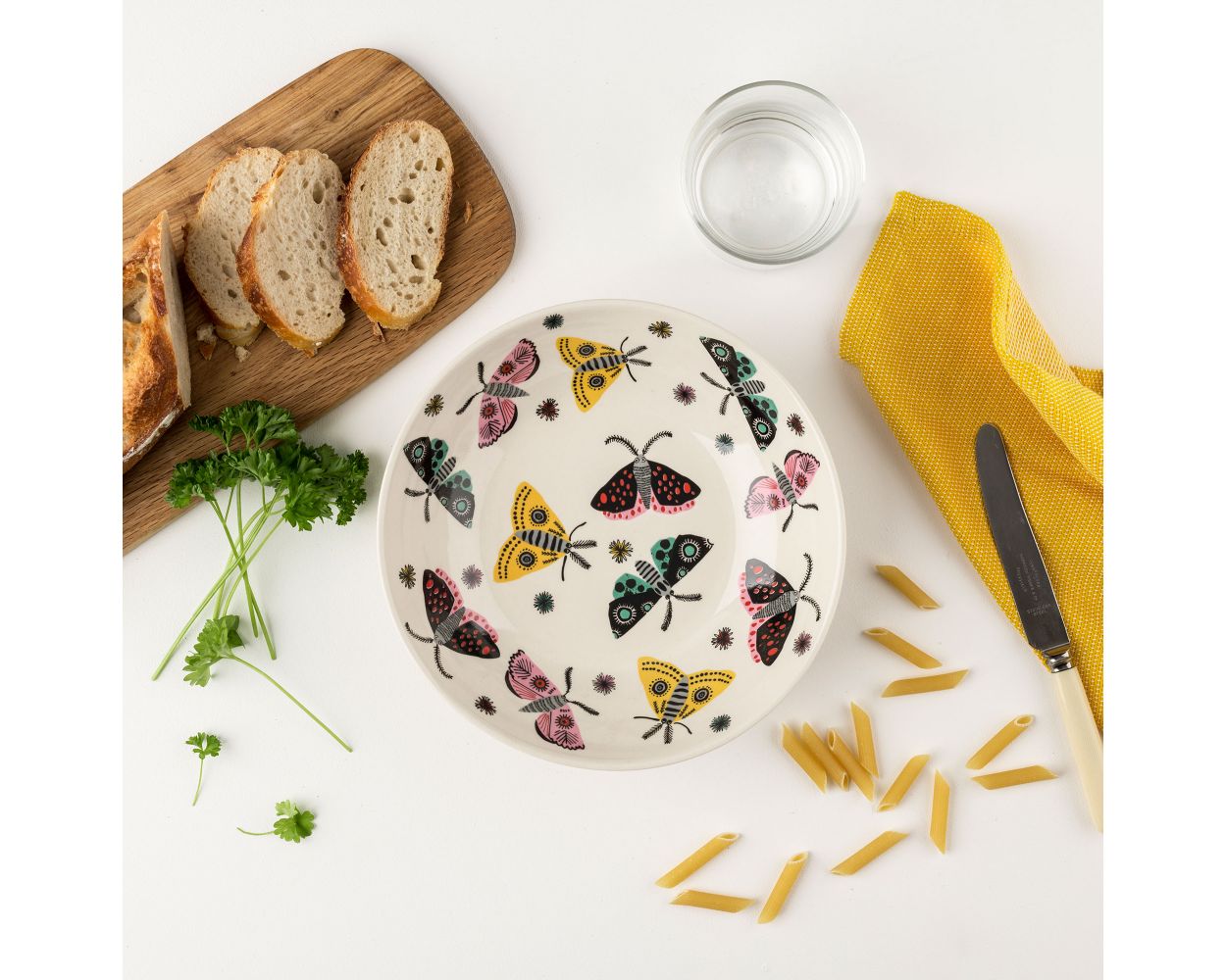 Handmade Ceramic Moth Design Pasta Bowl