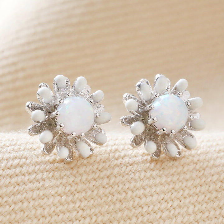 Opal and Enamel Stud Earrings