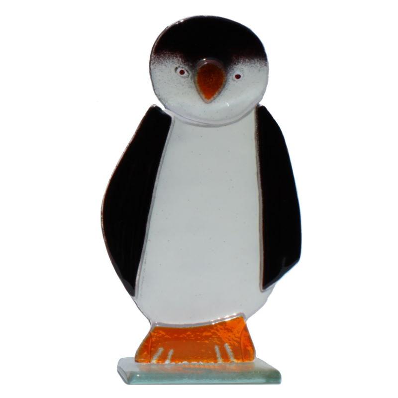 Fused Glass Penguin Chick Ornament
