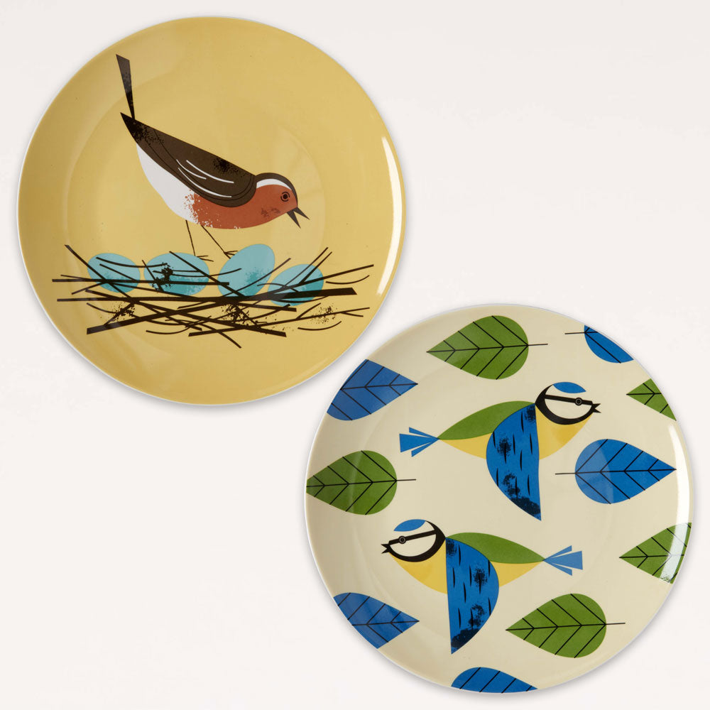 Set of 2 Plates - Robin and Blue Tit