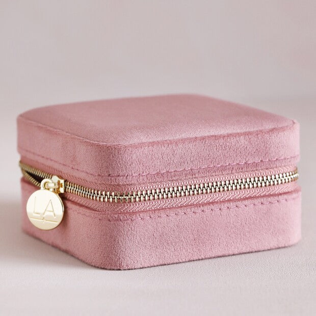 Rose Pink Velvet Square Jewellery Box