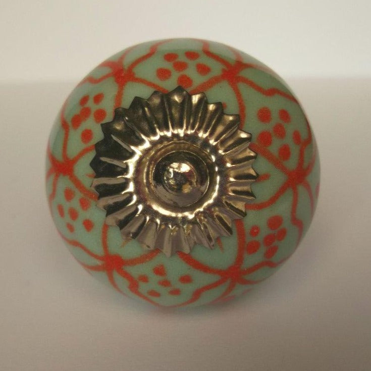Red and Turquoise Pattern Knob