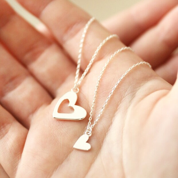 Set of 2 Friendship Heart Pendant Necklaces