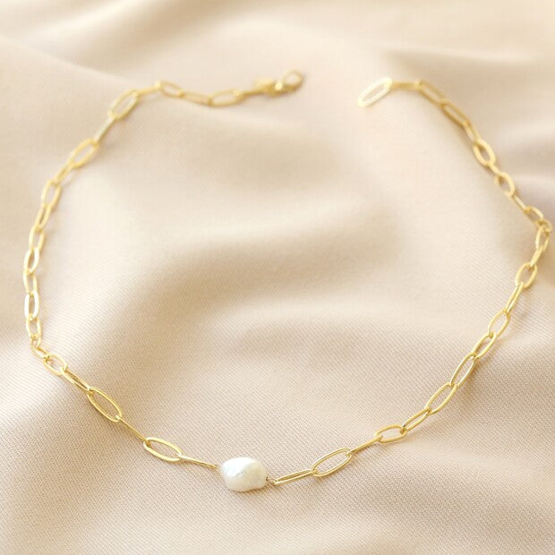 Cable chain and Pearl necklace