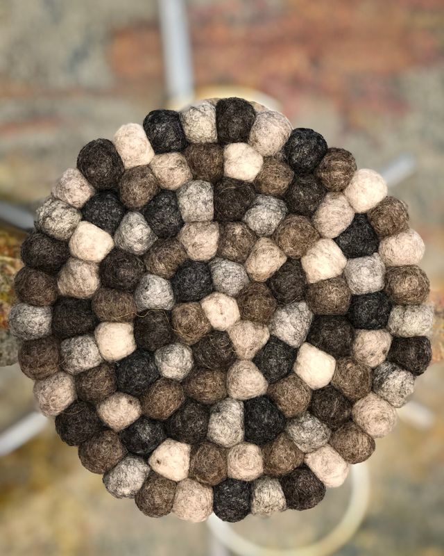 Felted Wool Pot Stand - small ball